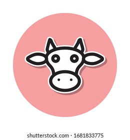 Cow head sticker icon. Simple thin line, outline vector of web icons for ui and ux, website or mobile application