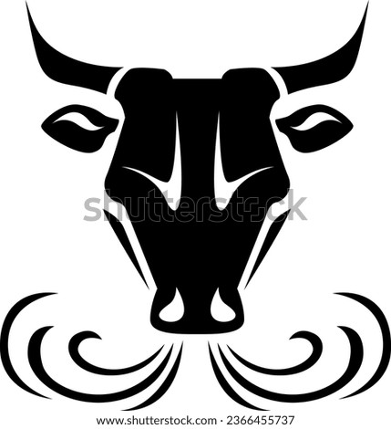 Cow head tattoo, tattoo illustration, vector on a white background.