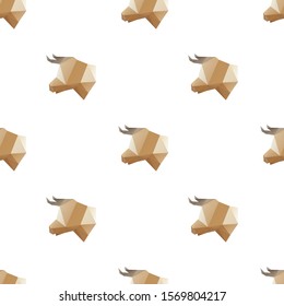 Cow head triangle shape seamless pattern backgrounds. Wrapping paper template. Polygonal design illustration.