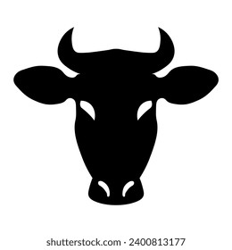 Cow head vector black icon on white background