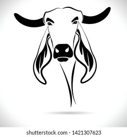 Cow head vector black and white on a white background.