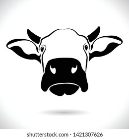 Cow head vector black and white on a white background.
