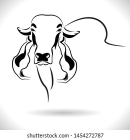 Cow head vector black and white isolated on a white background.