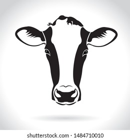 Cow head vector black and white on the white background,for your design.