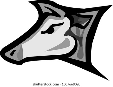 Cow head vector black and white on a white background logo e sports Animal Bull