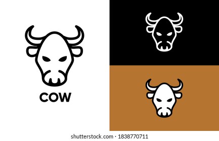 cow head vector icon outline style eps