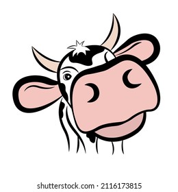 Vector de cabeza de vaca sobre fondo blanco.