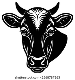 Cow head vector silhouette art illustration