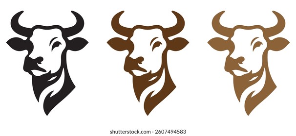Cow head vector silhouette, Vector of cow head design, Cow silhouette design.