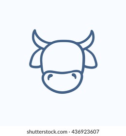 Cow head vector sketch icon isolated on background. Hand drawn Cow head icon. Cow head sketch icon for infographic, website or app.