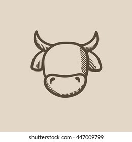 Cow head vector sketch icon isolated on background. Hand drawn Cow head icon. Cow head sketch icon for infographic, website or app.