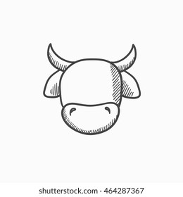 Cow head vector sketch icon isolated on background. Hand drawn Cow head icon. Cow head sketch icon for infographic, website or app.