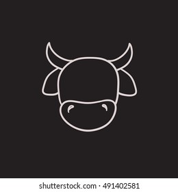 Cow head vector sketch icon isolated on background. Hand drawn Cow head icon. Cow head sketch icon for infographic, website or app.