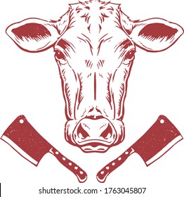 Cow Head Vintage Stile, Perfect For A Logo Design Or Brand Vector