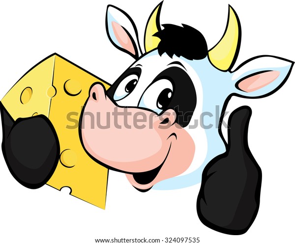 Cow Hold Cheese Vector Illustration Stock Vector (Royalty Free) 324097535