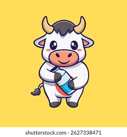 cow holding a bottle of milk that is adorable and cute
