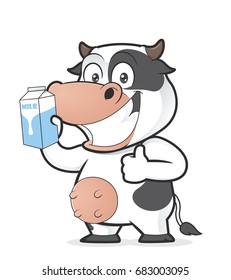 Cow holding milk box