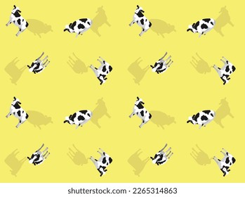 Cow Holstein Friesian Cartoon Poses Seamless Wallpaper Background
