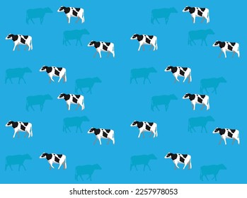 Cow Holstein Friesian Cute Cartoon Poses Seamless Wallpaper Background