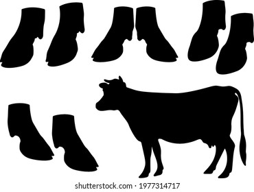 Cow hooves and cow in the set.