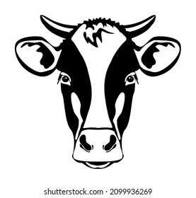 Cow Horns Cow Face Black White Stock Vector (Royalty Free) 2099936269