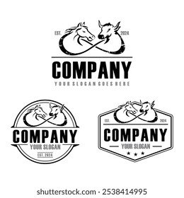cow and horse logo , farm logo