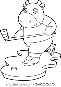 Cow Ice hockey Ice hockey stick Animal Vector Graphic Art Illustration