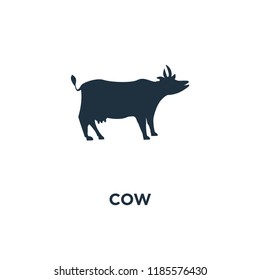 Cow icon. Black filled vector illustration. Cow symbol on white background. Can be used in web and mobile.
