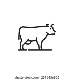 Cow icon in black outline style Vector