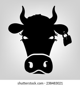 Cow icon black vector macro farmer cattle