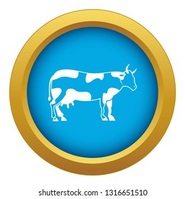Cow icon blue vector isolated on white background for any design