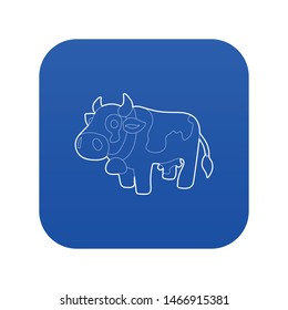 Cow icon blue vector isolated on white background