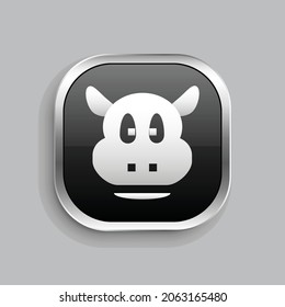 cow icon design. Glossy Button style rounded rectangle isolated on gray background.. Vector illustration