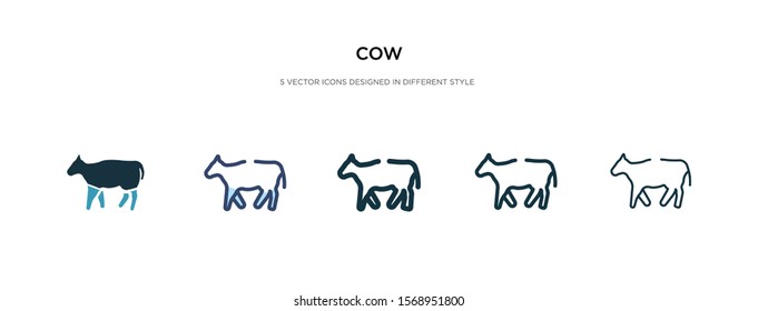 cow icon in different style vector illustration. two colored and black cow vector icons designed in filled, outline, line and stroke style can be used for web, mobile, ui