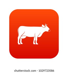 Cow icon digital red for any design isolated on white vector illustration