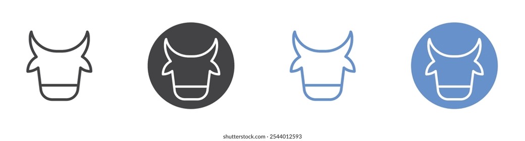 Cow icon Flat set in black and white color