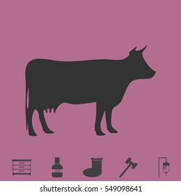 Cow icon flat. Simple vector grey pictogram and bonus symbol