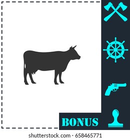 Cow icon flat. Simple vector symbol and bonus icon