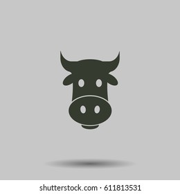 Cow icon. Flat vector illustration in black on white background.