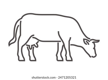 Cow icon - front view, bold line. Eline element for templates, web design or infographics