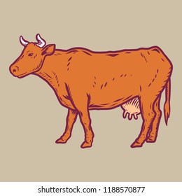 Cow icon. Hand drawn illustration of cow vector icon for web design