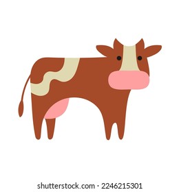 Cow icon - hand drawn vector illustration. Flat color design.