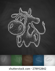 cow icon. Hand drawn vector illustration. Chalkboard Design