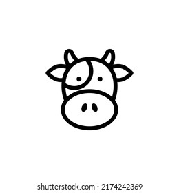 Cow Icon. Line Art Style Design Isolated On White Background