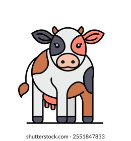 cow icon in linear style. color vector illustration isolated on white background