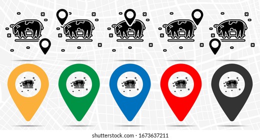 Cow icon in location set. Simple glyph, flat illustration element of agriculture theme icons