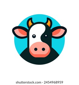 Logo del icono de la vaca, concepto de agricultura. Ilustración vectorial aislada