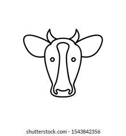 Cow icon or logo in modern line style. High quality black outline pictogram for web site design and mobile apps. Vector illustration on a white background.