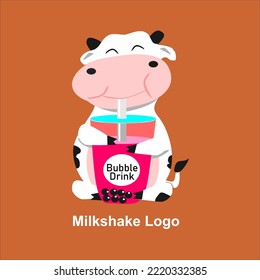 cow icon milkshake design logo