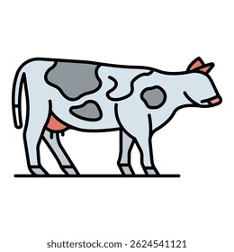Ícone Vaca. Contornar a cor do ícone do vetor de vaca isolada em tela plana